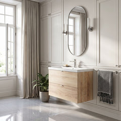 [BFDY3031A] Alrewas Contemporary 2 Drawer Wall Hung Vanity Unit with Basin, 800mm, Choice of Colour