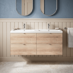 [BFDY3032A] Alrewas Contemporary 4 Drawer Wall Hung Vanity Unit with Basin, 1200mm, Choice of Colour - Silo