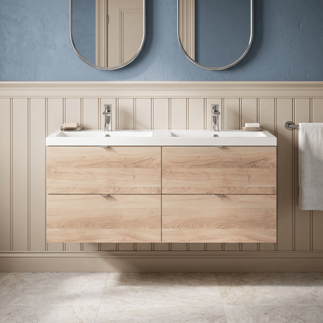[BFDY3032A] Alrewas Contemporary 4 Drawer Wall Hung Vanity Unit with Basin, 1200mm, Choice of Colour - Silo