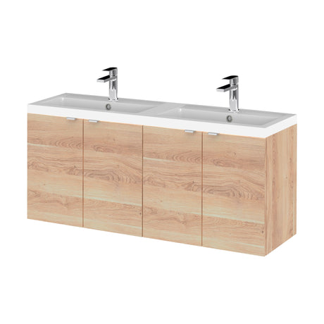 [BFDY3033A] Alrewas Contemporary 4 Door Wall Hung Vanity Unit with Basin, Bleached Oak, 1200mm - Cutout