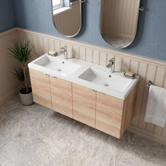 [BFDY3033A] Alrewas Contemporary 4 Door Wall Hung Vanity Unit with Basin, Bleached Oak, 1200mm - Lifestyle 2