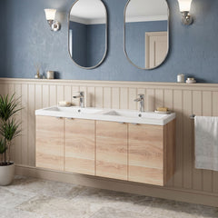 [BFDY3033A] Alrewas Contemporary 4 Door Wall Hung Vanity Unit with Basin, Bleached Oak, 1200mm - Lifestyle 3