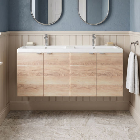 [BFDY3033A] Alrewas Contemporary 4 Door Wall Hung Vanity Unit with Basin, Bleached Oak, 1200mm - Silo