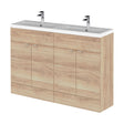 [BFDY3034A] Alrewas Contemporary 4 Door Floor Standing Vanity Unit with Basin, Bleached Oak, 1200mm - Cutout