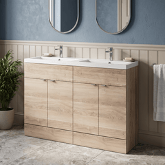 [BFDY3034A] Alrewas Contemporary 2 Door Floor Standing Vanity Unit with Basin, 1200mm, Choice of Colour