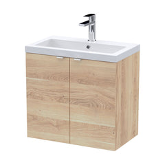 [BFDY3036A] Alrewas Contemporary 2 Door Wall Hung Vanity Unit with Basin, Bleached Oak, 600mm - Cutout