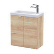 [BFDY3038] Alrewas Contemporary 2 Door Wall Hung Vanity Unit with Basin, Bleached Oak, 500mm - Cutout