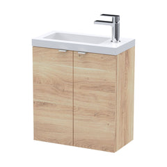 [BFDY3038] Alrewas Contemporary 2 Door Wall Hung Vanity Unit with Basin, Bleached Oak, 500mm - Cutout