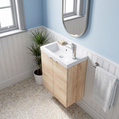 [BFDY3038] Alrewas Contemporary 2 Door Wall Hung Vanity Unit with Basin, Bleached Oak, 500mm - Lifestyle 2