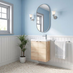 [BFDY3038] Alrewas Contemporary 2 Door Wall Hung Vanity Unit with Basin, Bleached Oak, 500mm - Lifestyle 3