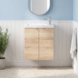 [BFDY3038] Alrewas Contemporary 2 Door Wall Hung Vanity Unit with Basin, Bleached Oak, 500mm - Silo