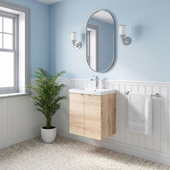 [BFDY3040] Alrewas Contemporary 2 Door Wall Hung Vanity Unit with Polymarble Basin, 500mm, Choice of Colour