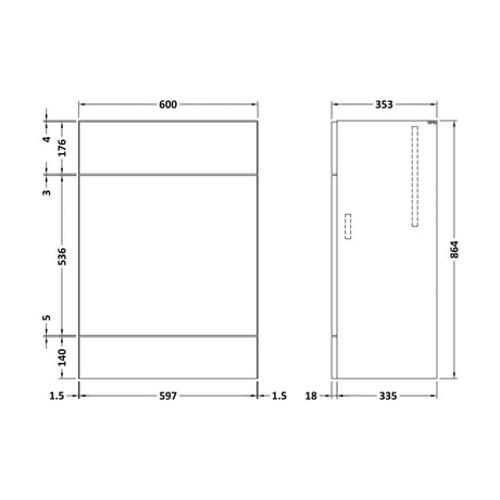 [BFDY3048] 600 W.C. Unit Full Depth - Technical Drawing