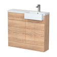 [BFDY3049] Alrewas Contemporary 2 Door Right-Hand Floor Standing Combination Unit with Basin, Bleached Oak, 1000mm - Cutout