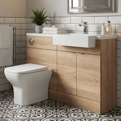 [BFDY3049] Alrewas Contemporary Floor Standing Vanity WC Combination Unit with Semi-Recessed Basin, Right Hand, 1000mm, Choice of Colour - Silo
