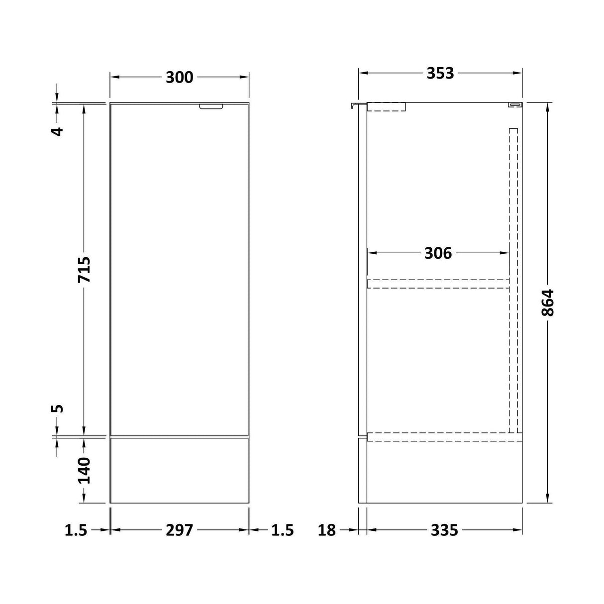 [BFDY3082] 300 Base Unit Full Depth - Technical Drawing