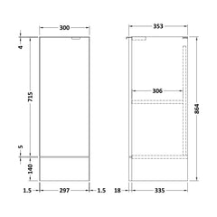 [BFDY3082] 300 Base Unit Full Depth - Technical Drawing