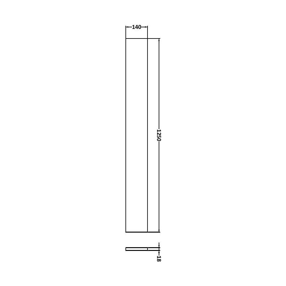 [BFDY3091] 1.25m Continuous Plinth - Technical Drawing