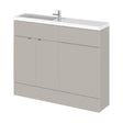 [BFDY3201] Alrewas Contemporary 2 Door Floor Standing Compact Combination Unit with Basin, Pebble Grey, 1100mm - Cutout