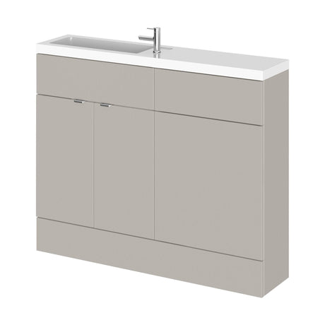 [BFDY3201] Alrewas Contemporary 2 Door Floor Standing Compact Combination Unit with Basin, Pebble Grey, 1100mm - Cutout