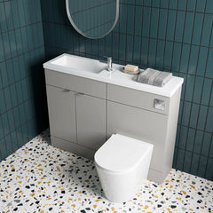 [BFDY3201] Alrewas Contemporary 2 Door Floor Standing Compact Combination Unit with Basin, Pebble Grey, 1100mm - Lifestyle 2