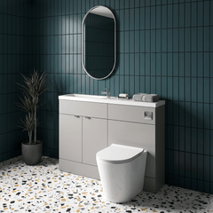 [BFDY3201] Alrewas Contemporary 2 Door Floor Standing Compact Combination Unit with Basin, Pebble Grey, 1100mm - Lifestyle 3