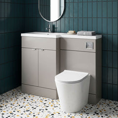 [BFDY3202] Alrewas Contemporary 2 Door Left-Hand Floor Standing Combination Unit with Basin, Pebble Grey, 1100mm - Lifestyle 1