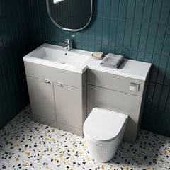[BFDY3202] Alrewas Contemporary 2 Door Left-Hand Floor Standing Combination Unit with Basin, Pebble Grey, 1100mm - Lifestyle 2