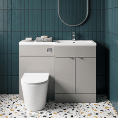 [BFDY3203] Alrewas Contemporary 2 Door Right-Hand Floor Standing Combination Unit with Basin, Pebble Grey, 1100mm - Silo