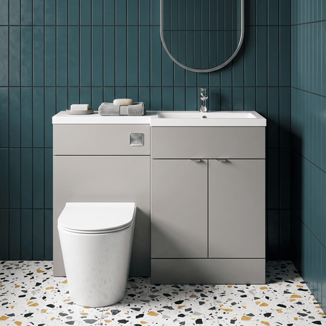 [BFDY3203] Alrewas Contemporary 2 Door Right-Hand Floor Standing Combination Unit with Basin, Pebble Grey, 1100mm - Silo