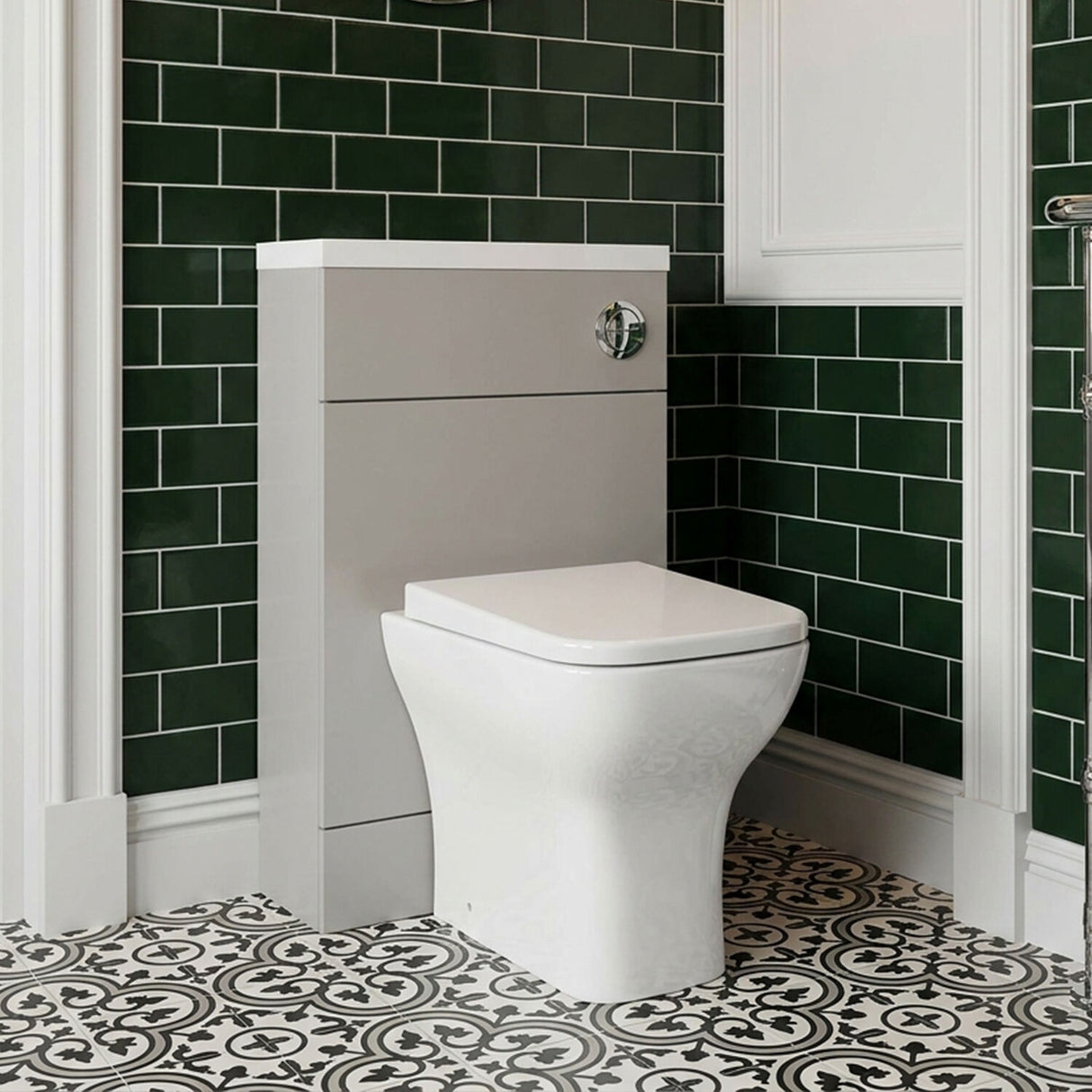 [BFDY3204] Alrewas Contemporary Floor Standing Compact WC Unit, Pebble Grey, 500mm - Silo