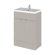 [BFDY3207A] Alrewas Contemporary 2 Door Floor Standing Vanity Unit with Basin, Pebble Grey, 600mm - Cutout