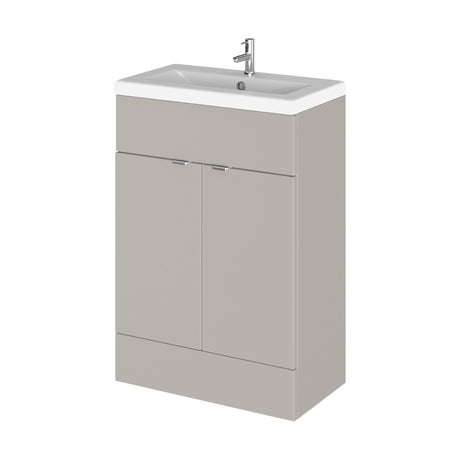 [BFDY3207A] Alrewas Contemporary 2 Door Floor Standing Vanity Unit with Basin, Pebble Grey, 600mm - Cutout