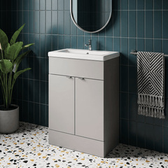 [BFDY3207A] Alrewas Contemporary 2 Door Floor Standing Vanity Unit with Basin, 600mm, Choice of Colour