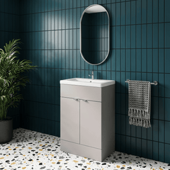 [BFDY3207A] Alrewas Contemporary 2 Door Floor Standing Vanity Unit with Basin, 600mm, Choice of Colour