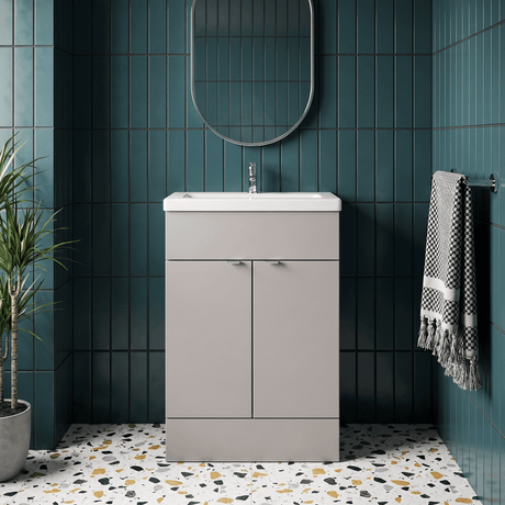 [BFDY3207A] Alrewas Contemporary 2 Door Floor Standing Vanity Unit with Basin, 600mm, Choice of Colour - Silo