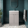 [BFDY3207A] Alrewas Contemporary 2 Door Floor Standing Vanity Unit with Basin, 600mm, Choice of Colour - Silo