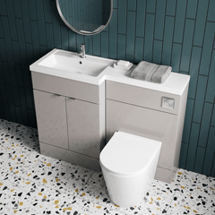 [BFDY3209] Alrewas Contemporary 2 Door Left-Hand Floor Standing Combination Unit with Basin, Pebble Grey, 1200mm - Lifestyle 2