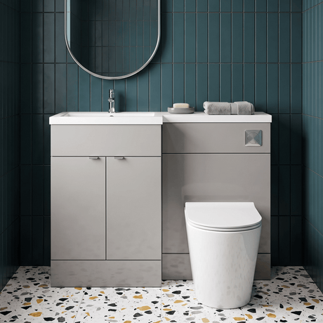 [BFDY3209] Alrewas Contemporary 2 Door Left-Hand Floor Standing Combination Unit with Basin, Pebble Grey, 1200mm - Silo