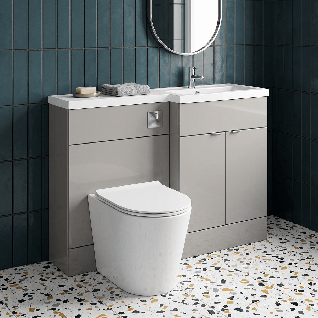 [BFDY3210] Alrewas Contemporary 2 Door Right-Hand Floor Standing Combination Unit with Basin, Pebble Grey, 1200mm - Lifestyle 1