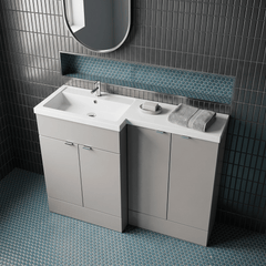 [BFDY3211] Alrewas Contemporary 2 Door Left-Hand Floor Standing Combination Unit with Basin, Pebble Grey, 1200mm - Lifestyle 2