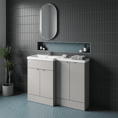 [BFDY3211] Alrewas Contemporary 2 Door Left-Hand Floor Standing Combination Unit with Basin, Pebble Grey, 1200mm - Lifestyle 3