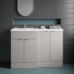 [BFDY3211] Alrewas Contemporary 2 Door Left-Hand Floor Standing Combination Unit with Basin, Pebble Grey, 1200mm - Silo