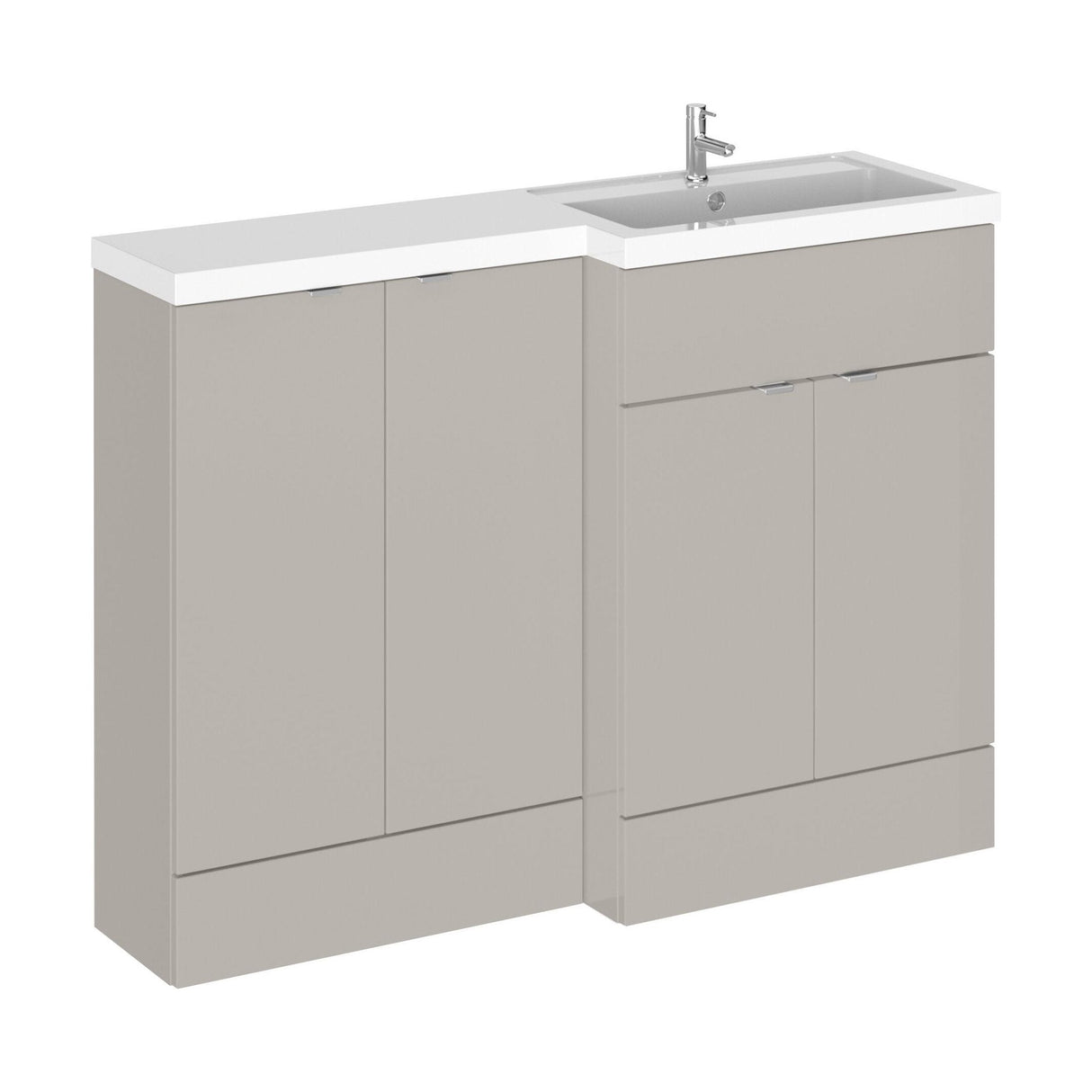 [BFDY3212] Alrewas Contemporary 2 Door Right-Hand Floor Standing Combination Unit with Basin, Pebble Grey, 1200mm - Cutout