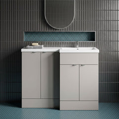 [BFDY3212] Alrewas Contemporary 2 Door Right-Hand Floor Standing Combination Unit with Basin, Pebble Grey, 1200mm - Silo