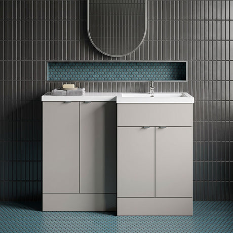 [BFDY3212] Alrewas Contemporary 2 Door Right-Hand Floor Standing Combination Unit with Basin, Pebble Grey, 1200mm - Silo