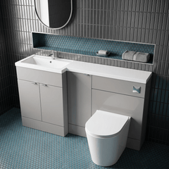 [BFDY3213] Alrewas Contemporary 2 Door Left-Hand Floor Standing Combination Unit with Basin, Pebble Grey, 1500mm - Lifestyle 2