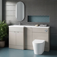 [BFDY3213] Alrewas Contemporary 2 Door Left-Hand Floor Standing Combination Unit with Basin, Pebble Grey, 1500mm - Lifestyle 3