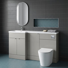[BFDY3215] Alrewas Contemporary 2 Door Left-Hand Floor Standing Combination Unit with Basin, Pebble Grey, 1500mm - Lifestyle 1