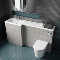 [BFDY3215] Alrewas Contemporary 2 Door Left-Hand Floor Standing Combination Unit with Basin, Pebble Grey, 1500mm - Lifestyle 2